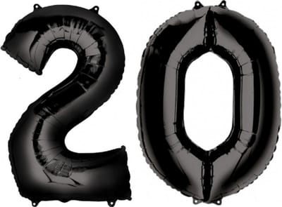 Cijfer Ballonnen Ballon Cijfer 20 Verjaardag Versiering Feest Helium Ballonnen Cijferballon Folieballon Zwart Xl Formaat