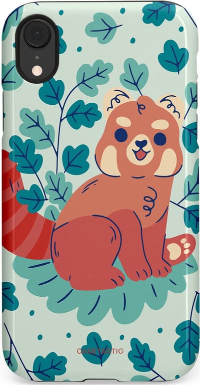 Casetastic Hoesje Geschikt voor Apple iPhone Xr - Stijlvolle Beschermende Duo-layer Case - Rode panda tuin