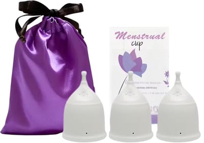 Maxenza Menstruatiecup - Menstruatie Cup - 3 Stuks - Zeerzacht Gevoelloos - Maat S - Grijs
