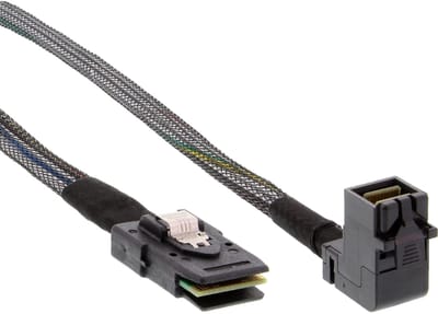 InLine® Mini SAS HD kabel, SFF-8643 haaks op SFF-8087, met zijband, 0,5m