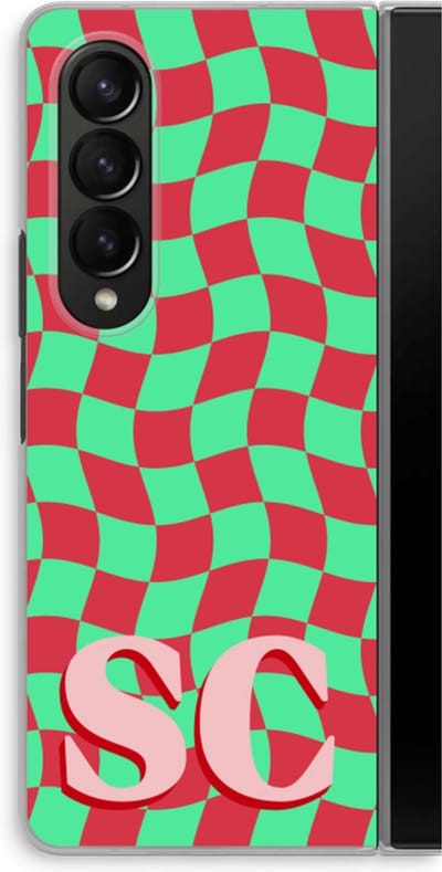Gepersonaliseerd - Case Company® - Hoesje geschikt voor Samsung Galaxy Z Fold4 hoesje - Grid Monogram - Soft Cover Telefoonhoesje - Bescherming aan alle Kanten en Schermrand
