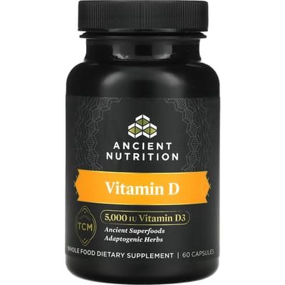 Ancient Nutrition, Vitamine D, 5 000 UI, 60 capsules