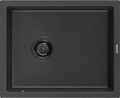 Mexen Pedro granieten spoelbak 1-komor 560 x 460 , zwart gespikkeld, zwarte sifon - 6508561000-76-B