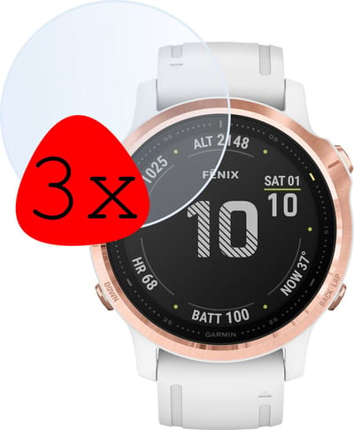 Screenprotector - 3 Stuks Geschikt voor Garmin Fenix 6s Pro - Extra Sterk - Tempered Glass - Gehard Glas - Beschermglas Screen Cover - Bescherm Protector voor Smartwatch