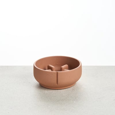 PINO Sandstone Hondenvoerbak Slowfeeder (anti-schrok) - Terracotta (Salmon Terra) - Small ⌀14cm - 400ml