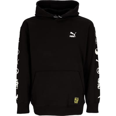 Lichtgewicht herenhoodie met grafische capuchon X Staple Black