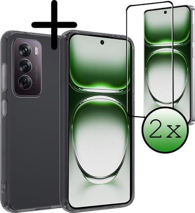 Hoesje Met 2x Screenprotector - Geschikt voor OPPO Reno 12 - Sterk & Shockproof - Back Cover - Siliconen Case - Telefoon Hoes - Transparant