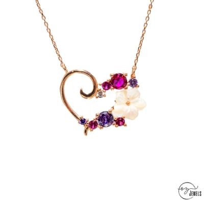 OZ Jewels – Liefdessymfonie Magnolia Ketting – Roségoud – Zilver – Dames