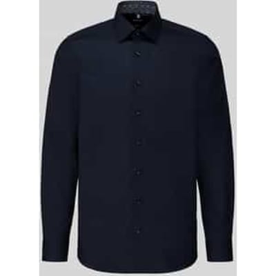OLYMP Level 5 body fit overhemd - popeline - marine blauw - Strijkvriendelijk - Boordmaat: 41 (EU maat: L)
