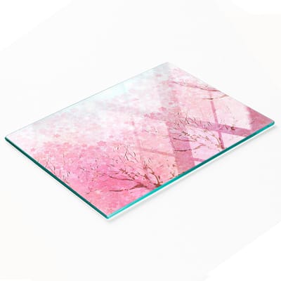 Multifunctionele decoratieve glazen snijplank voor de keuken met kersenbloesems, 80x52 cm