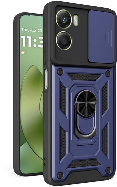 Coverup Hoesje - Geschikt voor Motorola Moto G06 / G06 Power Hoesje - Coverup Armor Ring Kickstand Back Cover met Camera Shield - Blauw