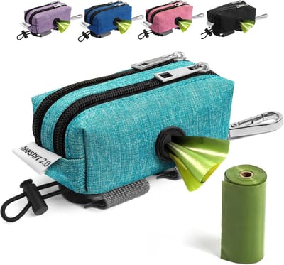 Hondenpoepzakdispenser - Hondenaccessoires - Hondenwandelingen - Dubbel Waterdicht Vak - 10.2 x 5.1 cm - Blauwgroen