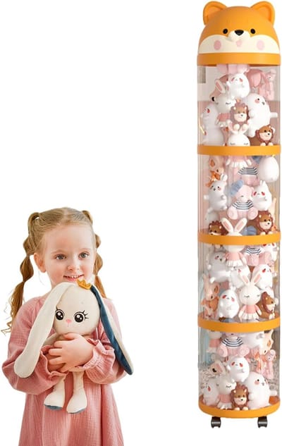 Knuffel Organizer - Speelgoed Opbergsysteem - Kinderkamer Decoratie - Transparante Toren - Vierlagen Wielen
