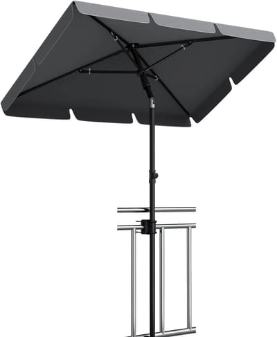 ITRONIQ Parasol Balkon 200x125 CM - Rechthoekig Parasol Voor Strand en Terras Met Hoes - Kantelbaar en Verstelbaar - Antraciet