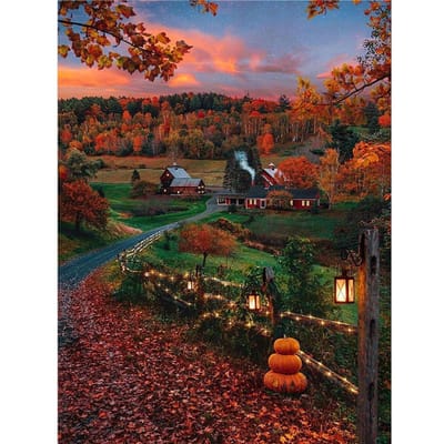 Paysage de broderie de diamant, perceuse complète, peinture de diamant, Village pittoresque 20X30CM gray