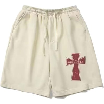 Amerikaanse Retro Sportshorts met Kruisprint Heren Zomer Trendy Merk Veelzijdig Losse Vijfpuntsbroek 4XL