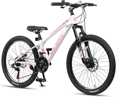 Kinder Mountainbike - Jongensfiets Meisjesfiets - Buiten Avonturen - 21 Versnellingen - 24 inch - Roze
