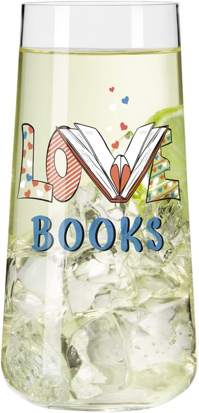 Ritzenhoff Waterglazen - Love Books - Kristalglas - 614 ml - Drinkglazen voor Water, Limonade, Sap & Cocktails - Geschikt voor de Vaatwasser