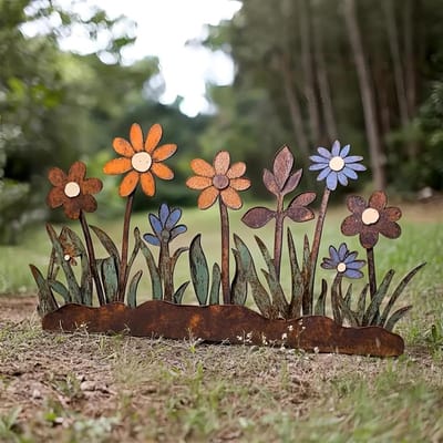 Tuinsteker Decoratie - Roest Effect - Tuin Verfraaien - Weerbestendig Metaal - 20.5 cm Hoog - Roestbruin