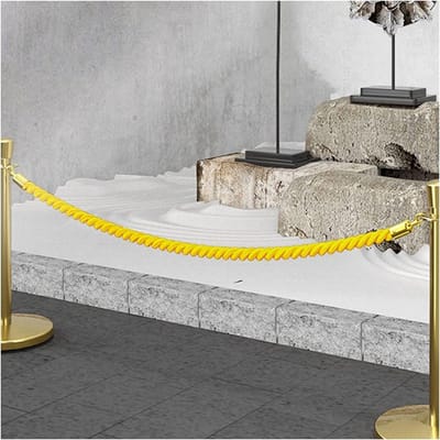 Gedraaid wachtouw - Barrière touw - Menigtebeheersing - Verchroomde haken - 3 Pack 4.5M - Hennepkleur
