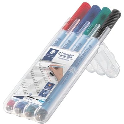Markers Staedtler Lumocolor® Correctable, Linienbreite M, Niet permanente en droog afveegbaar, 4 Stück