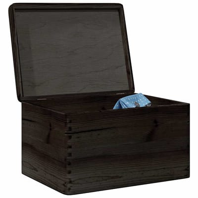 vidaXL - Houten - kist - met - deksel - 40x30x23 - cm - massief - grenenhout - zwart