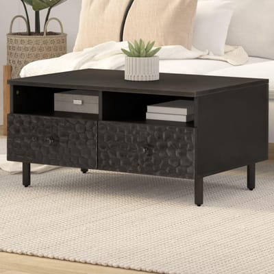 Salontafel - Koffietafel Bijzettafel - Woonkamer Opbergen - Massief Mango Hout - 80x54x40 cm - Zwart