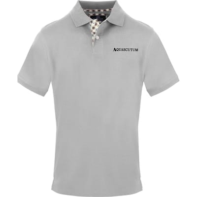 Aquascutum Heren Geborduurd Logo Poloshirt (Grijs)