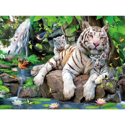 Diamant borduurwerk steentjes borduurwerk 5D Diamond Craft schilderij Tiger Family Diy Diamond 20X30CM black
