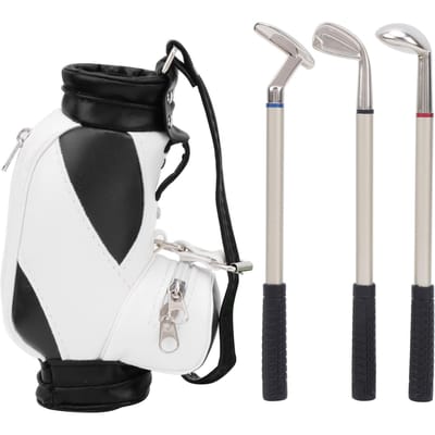 Mini Porte-Stylo de Golf avec Stylo pour Décoration de Bureau Cadeau de Golf pour Amis Golfeurs FansNoir et Blanc