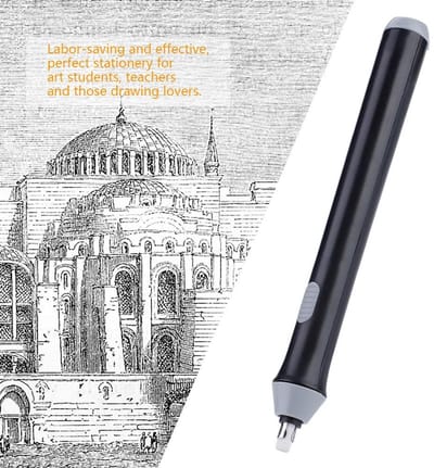 Dailygoods - Precisie Potlood Gum - Elektrisch en Automatisch - Zwart - Ideaal voor Kunststudenten - 22 Navullingen - Duurzaam en Handig