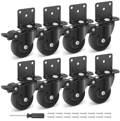 50 mm Zwenkwielen voor Zware Meubels - Stil, Rubber, 67,5 kg Capaciteit - 8 Stuks