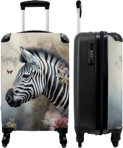 NoBoringSuitcases.com - Zebra koffer - Past binnen 55x40x20 cm / 55x35x22 cm - Travel accessories flightbag - Cabin suitcase small - Trolley handbagage koffertje slot - Valiezen met wieltjes volwassenen - Reiskoffer op wielen - Rolkoffer lichtgewicht