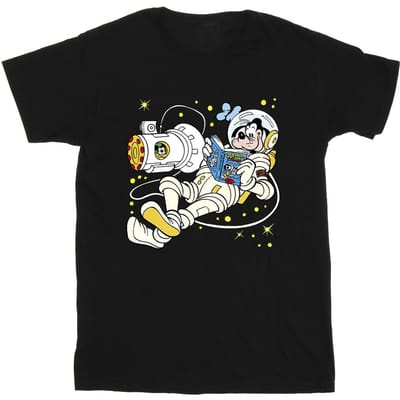 Disney Jongens Goofy Lezen in de Ruimte T-Shirt (Zwart)