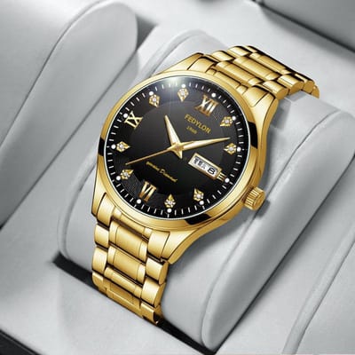 Niet-mechanisch Horloge Ingezette Diamanten Lichtgevend Volautomatisch Quartz Horloge Waterdicht Verguld Horloge Minimum black