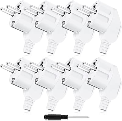 Earthed Schuko Stekkers Set van 8 Stuks - Waterdichte 250V/16A Stekkers voor Buiten, Geschikt voor Huishoudelijke Apparaten en Verlichting