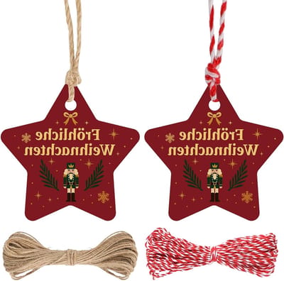 Merry Christmas Sterren Geschenkpendants van 6 cm - 100 Stuks Kerstlabels voor Cadeauverpakking, Feestdecoratie en Kerstversiering
