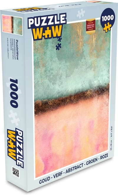 Puzzel Goud - Verf - Abstract - Groen - Roze - Legpuzzel - Puzzel 1000 stukjes volwassenen