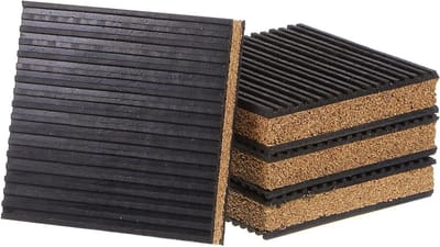 Dailygoods- Anti-vibratie Pads 4 Stuks - EVA Schuimrubberen Isolatierubberen - Antislip/Geluidsreductie - Voor Wasmachine/Droger - 10,2 cm x 10,2 cm x 2,2 cm - Duurzaam/Kurk en Rubber - Schokabsorberende Pads