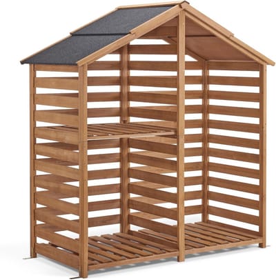 Houtrek voor buiten - Brandhout opslag - Open haard - Waterdichte afdekking - 85 x 1755 x 1845 cm - Natuur