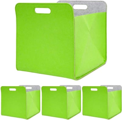 Vouwdozen van Vilt - Opbergboxen Manden - Thuis Organiseren - 100% Recycling Materiaal - 33x33x38cm - Groen