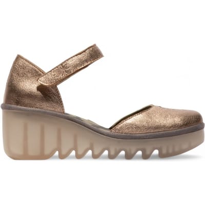 Fly London Dames Sahara Gold BISO305FLY Wedges Sandalen Espadrille Stap Hakken