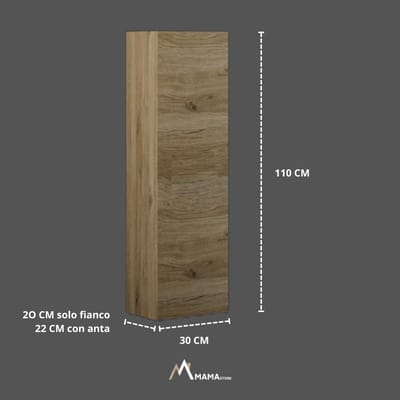 Houten Zuil met Push-and-Pull Opening - Omkeerbaar en Groot Model in Natuurlijk Eiken Look