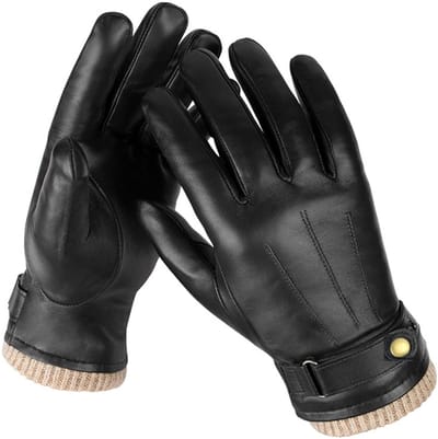 Heren leren handschoenen - Winterhandschoenen van schapenvacht