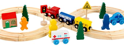 Houten treinset Treinbanen 31-delig – DIY '8'-vorm – meerkleurig – stimuleert de motorische en cognitieve ontwikkeling – Kindercadeaus