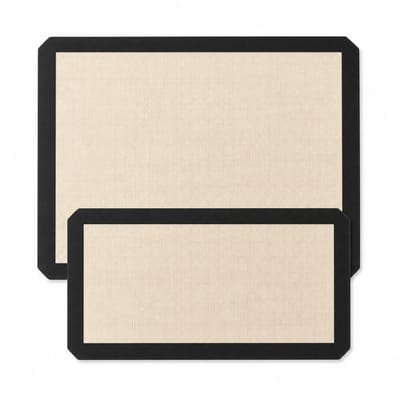JustValue siliconen bakmat set van 2 - 36,5 x 26 cm en 34 x 17,5 cm - anti-aanbak - zwart/wit