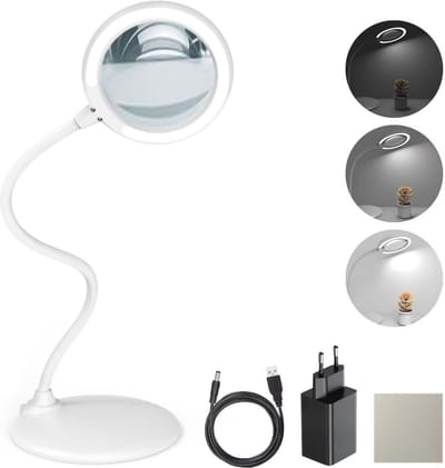Handsfree Vergrootglas met Dimbaar LED Licht - 3-voudige Versterking voor Knutselen, Lezen en Hobby's