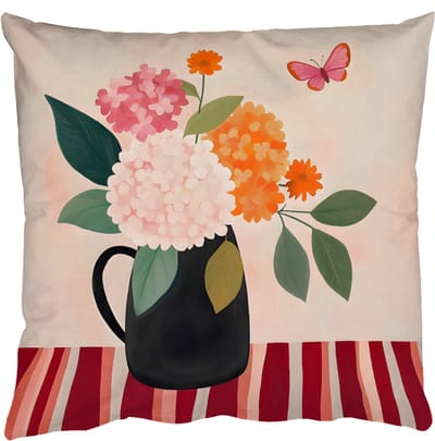 Sierkussens - Kussentjes Woonkamer - 50x50 cm - Vaas - Bloemen - Vlinder - Rood