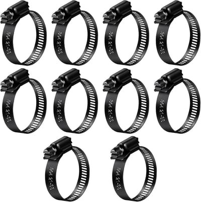 Zwarte Slangklemmen Roestvrij Staal 21-38mm - 10 Stuks Verstelbare Buisklemmen