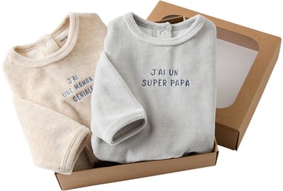 Vertbaudet Set van 2 pyjama's voor babyjongens in fluweel / velours